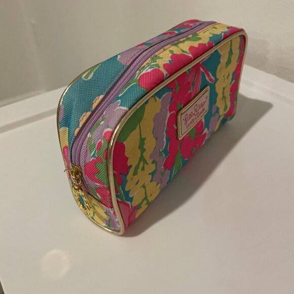 PREPPY COQUETTE ESTEE LAUDER LILLY PULITZER MAKE UP BAG HOT PINK LILAC FLORAL - Picture 4 of 14
